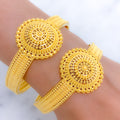 Stately Floral Dome 22k Gold Bangle Pair