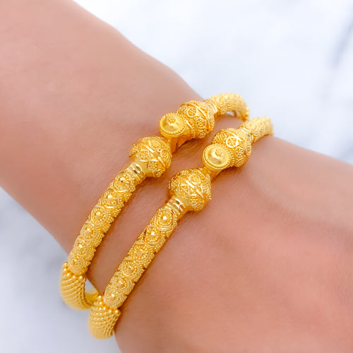 Classic Beaded Pair 22k Gold Bangles