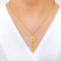 IN-STORE PROMO - 22k Fancy Floral Gold Pendant With Chain 4
