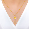 IN-STORE PROMO - 22k Fancy Floral Gold Pendant With Chain 2
