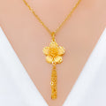 IN-STORE PROMO - 22k Fancy Floral Gold Pendant With Chain 2