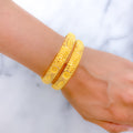 Elegant Adorned Slender 22k Gold Bangles