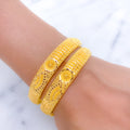 Elegant Adorned Slender 22k Gold Bangles