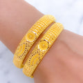 Elegant Adorned Slender 22k Gold Bangles