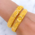 Elegant Adorned Slender 22k Gold Bangles