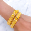 Elegant Adorned Slender 22k Gold Bangles