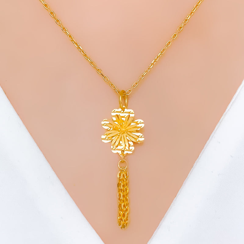 IN-STORE PROMO - 22k Fancy Floral Gold Pendant + Earrings 3