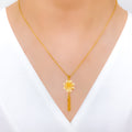 IN-STORE PROMO - 22k Fancy Floral Gold Pendant With Chain 3