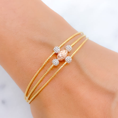 Reflective Three-Tone 22k Gold Wire Bracelet