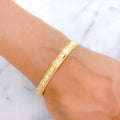 Ritzy Beaded Dual Sided Two-Tone 22k Gold Bangle
