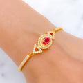 Graceful Sparkling Ruby + 22k Gold CZ Bangle