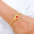 Graceful Sparkling Ruby + 22k Gold CZ Bangle