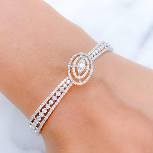 Modern White 18k Gold Diamond Bangle Bracelet