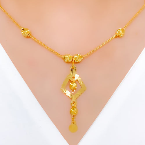 Glimmering Fancy 22k Gold Drop Necklace