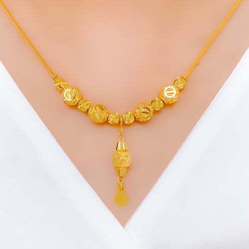 Detailed Bright 22k Gold Hanging Necklace