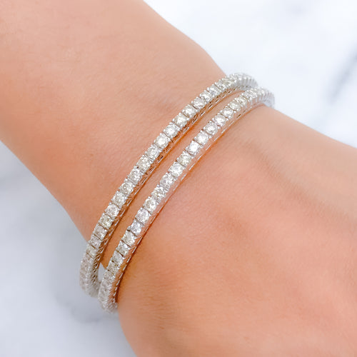 Classic White 18k Gold + Diamond Bangle Pair