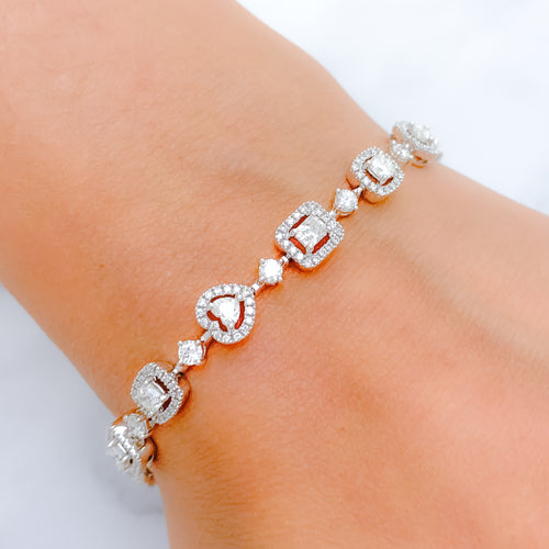 Multi-Shaped Chic 18k Gold Diamond Bracelet