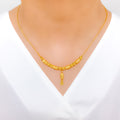 Charming Engraved 22k Gold Barrel Necklace