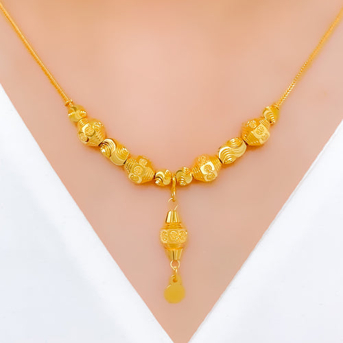 Graceful Decorative 22k Gold Bead Necklace