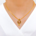 Vibrant Traditional Round 22k Gold Necklace Set