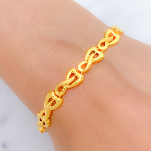 Modern Alternating Matte Finish 22k Gold Bracelet