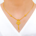 Ornate Floral Motif 22k Gold Necklace Set