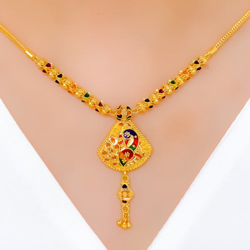 Elevated Peacock 22k Gold Necklace Set