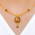 Colorful Round 22k Gold Meenakari Set