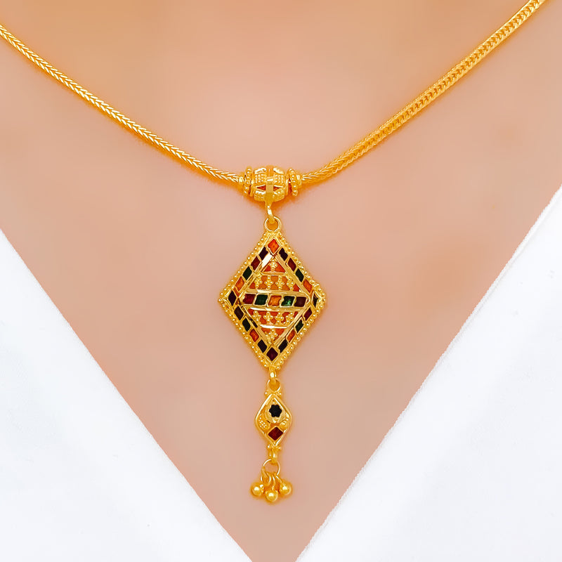 Traditional Enamel 22k Gold Necklace Set