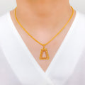 Geometric Tapered Three-Tone 22k Gold Pendant Set