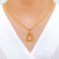 Geometric Tapered Three-Tone 22k Gold Pendant Set