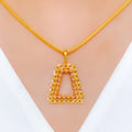 Geometric Tapered Three-Tone 22k Gold Pendant Set