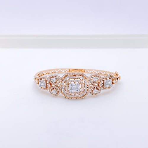 Vintage Rose 18k Gold Diamond Bangle Bracelet