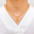 Modern Hanging Halo 22k Gold Pendant Set