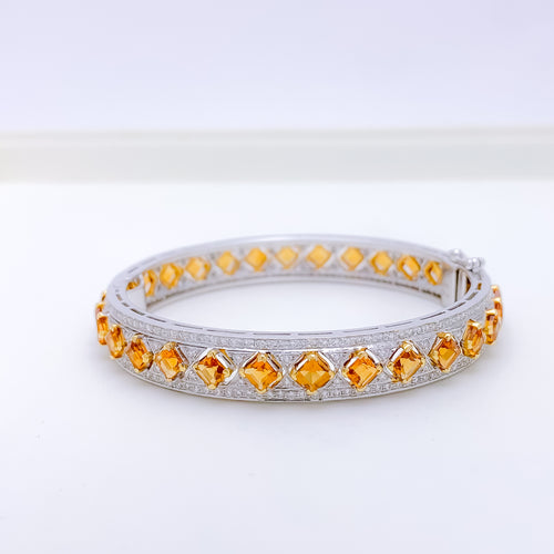 Citrine & Diamond + 18k Gold Bangle