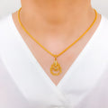 Sophisticated Floral 22k Gold Pendant Set