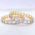 Double Row Star Accented Diamond + 18k Gold Bangle Pair
