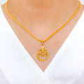 Sophisticated Floral 22k Gold Pendant Set