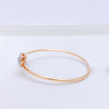 Dual Oval Halo Diamond 18k Gold Bangle Bracelet