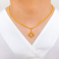 Posh Three-Tone 22k Gold Pendant Set