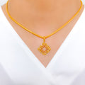 Posh Three-Tone 22k Gold Pendant Set