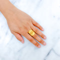 Statement Leaf + Ball 22k Gold Accented Ring