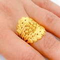 Statement Leaf + Ball 22k Gold Accented Ring