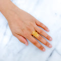 Reflective V-Shaped 22k Gold Leaf Ring