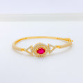 Graceful Sparkling Ruby + 22k Gold CZ Bangle