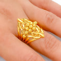 Reflective V-Shaped 22k Gold Leaf Ring