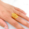 Reflective V-Shaped 22k Gold Leaf Ring