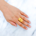 Bold Crown Style 22k Gold Leaf Ring