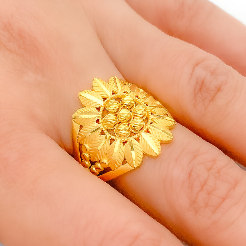 Radiant Floral 22k Gold Leaf Ring