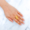 Upscale Netted + Ball 22k Gold Accented Ring